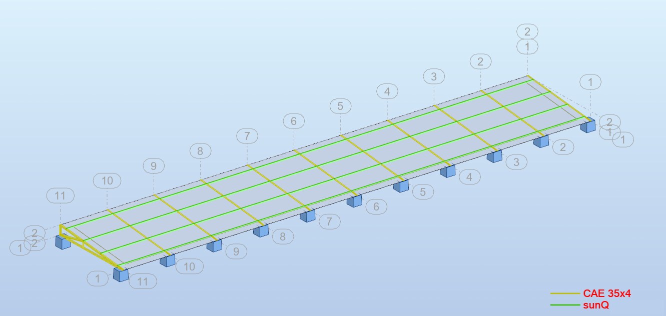 Modèle 3D d'une table photovoltaïque lestée sous Robot Structural Analysis